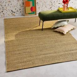 Moquette interna/esterna ad effetto juta chiaro con accenti colorati