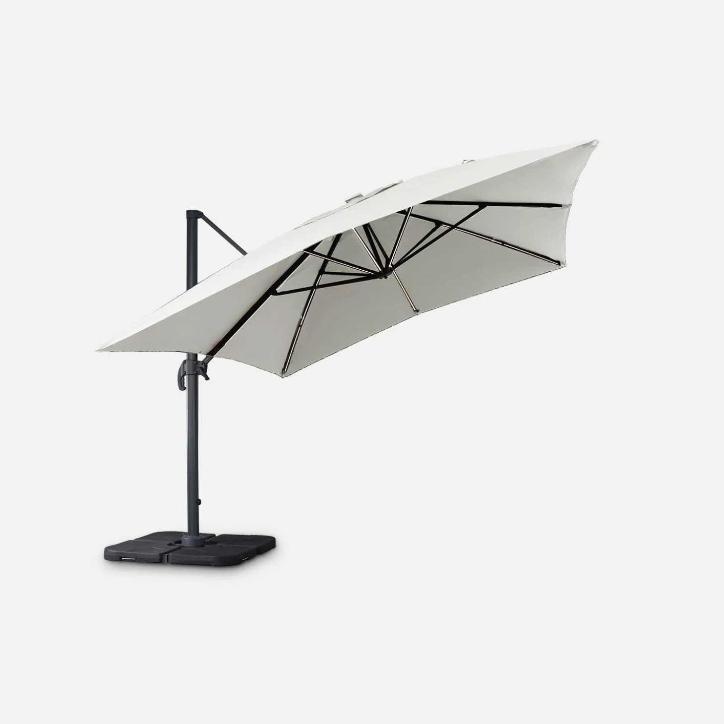 Ombrellone decentrato rettangolare 3x4m con luce LED