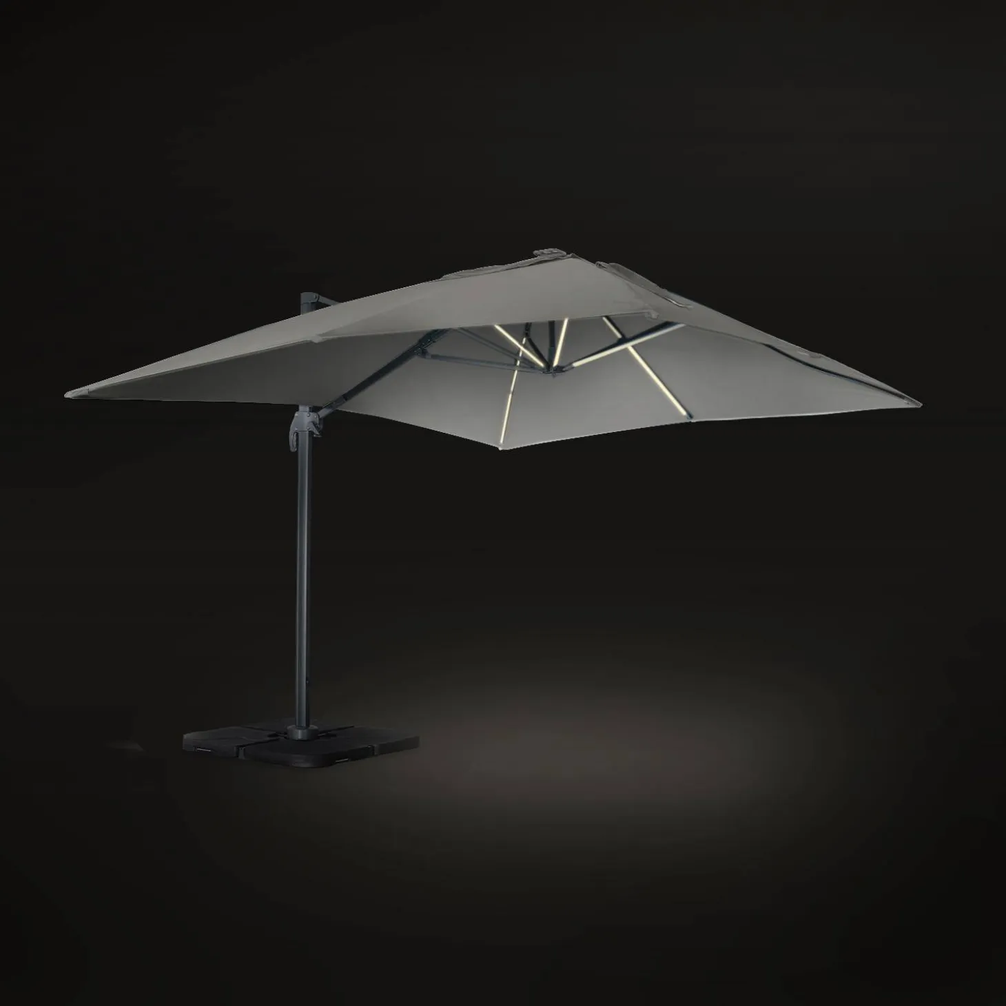 Ombrellone decentrato rettangolare 3x4m con luce LED