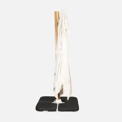 Ombrellone rettangolare eccentrico asta effetto legno, 3x4m + base 50x50cm