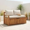 Panca cassapanca da giardino in legno di acacia con cuscino, 110L