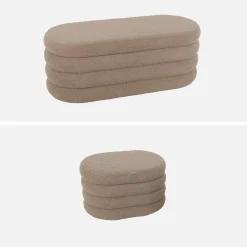 Panca contenitore con 2 pouf contenitori bouclé