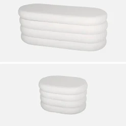 Panca contenitore con 2 pouf contenitori bouclé