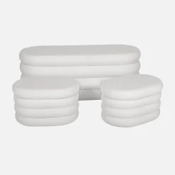 Panca contenitore con 2 pouf contenitori bouclé