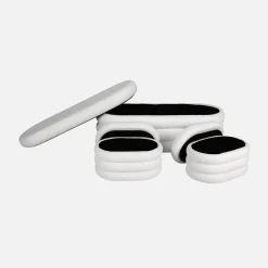 Panca contenitore con 2 pouf contenitori bouclé