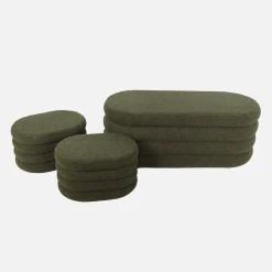 Panca contenitore con 2 pouf contenitori bouclé