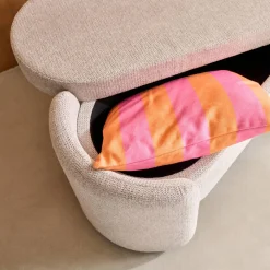 Panca contenitore, fondo letto contemporaneo in tessuto