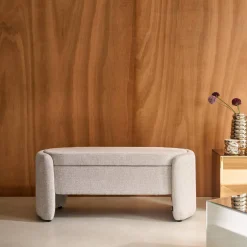 Panca contenitore, fondo letto contemporaneo in tessuto