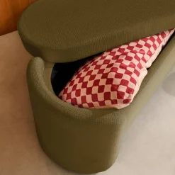Panca contenitore, fondo letto contemporaneo in tessuto