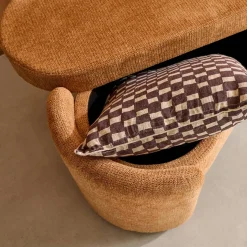 Panca contenitore, fondo letto contemporaneo in tessuto