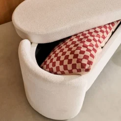 Panca contenitore, fondo letto contemporaneo in tessuto