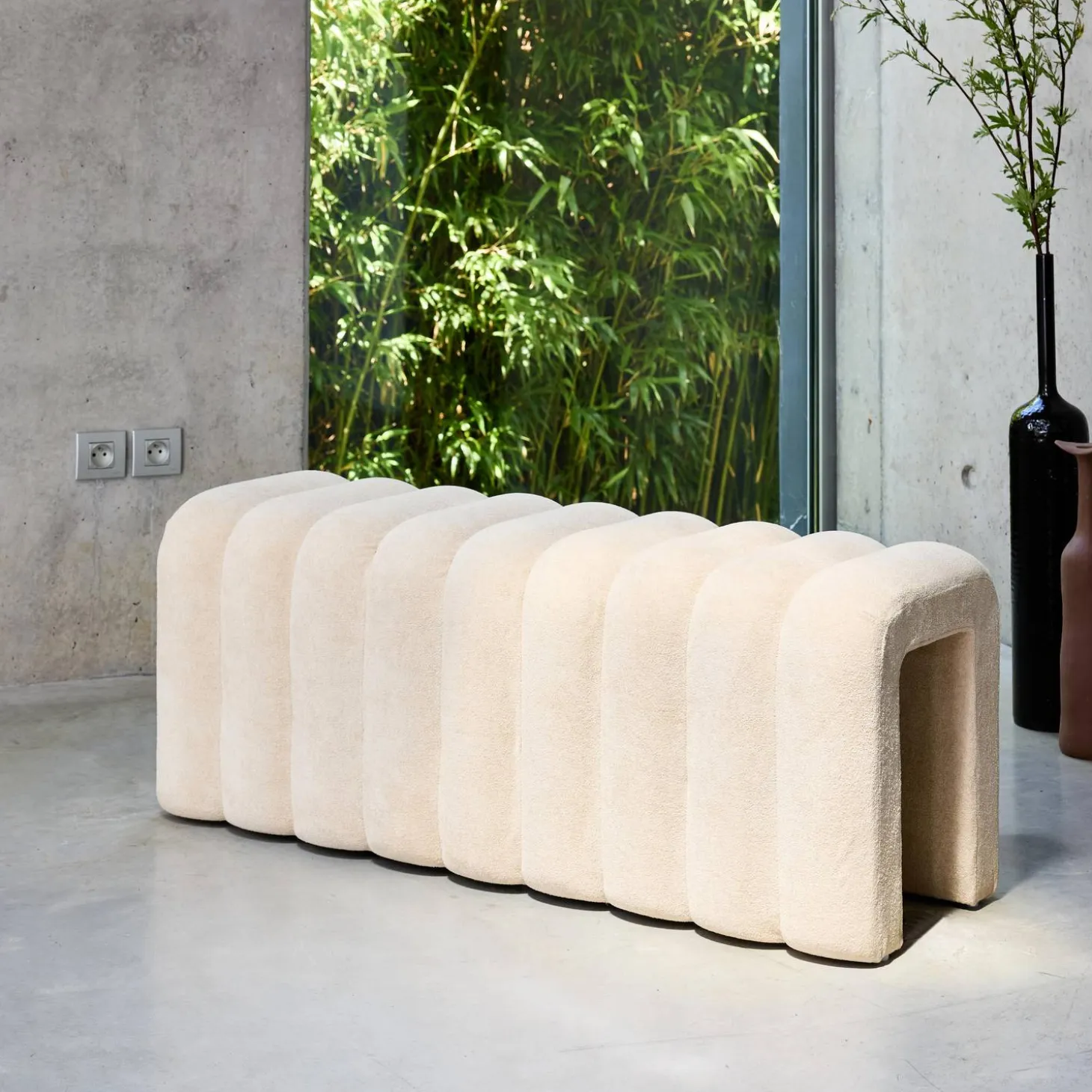Panca, fine letto contemporaneo tessuto