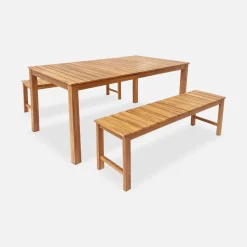Panca in acacia e legno chiaro, 140cm