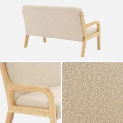 Panca per bambini scandinava in tessuto bouclé, 2 posti