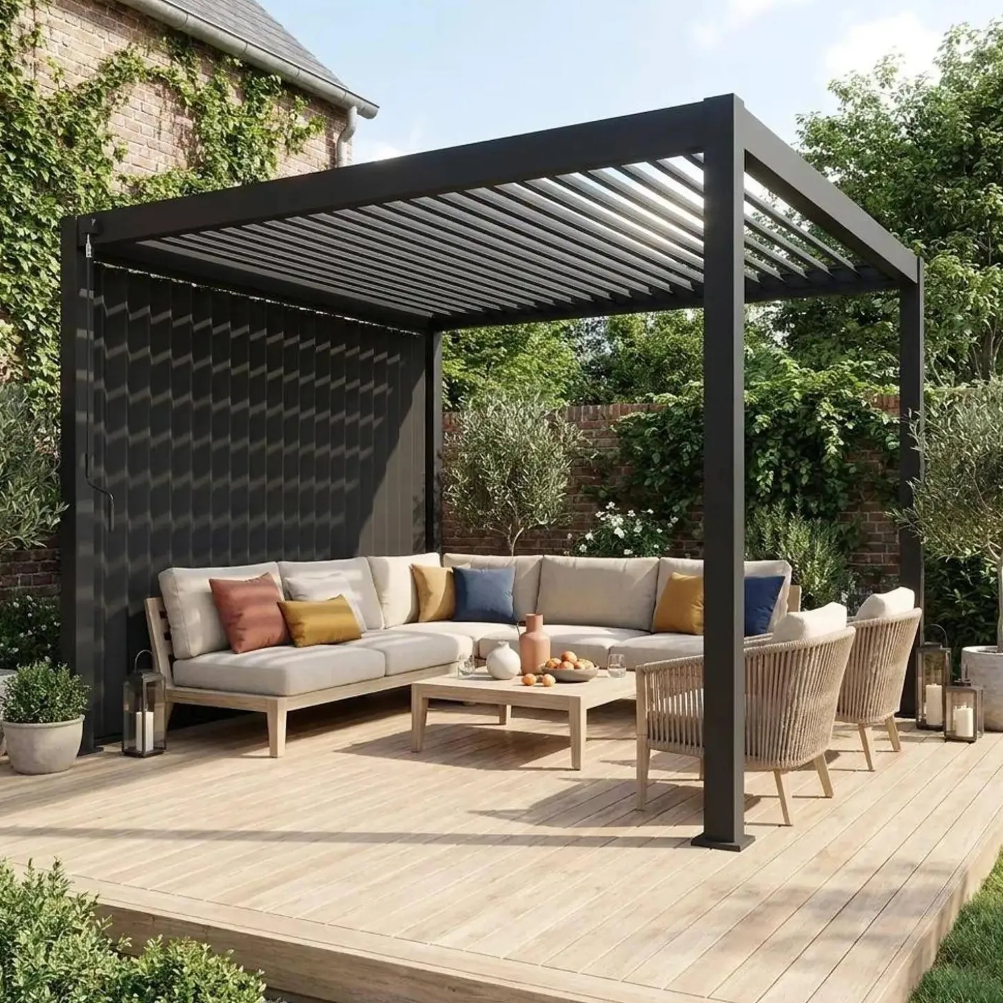 Pannello a lamelle orientabili 3m per pergola bioclimatica in alluminio