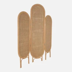 Paravento pieghevole da interno in rattan