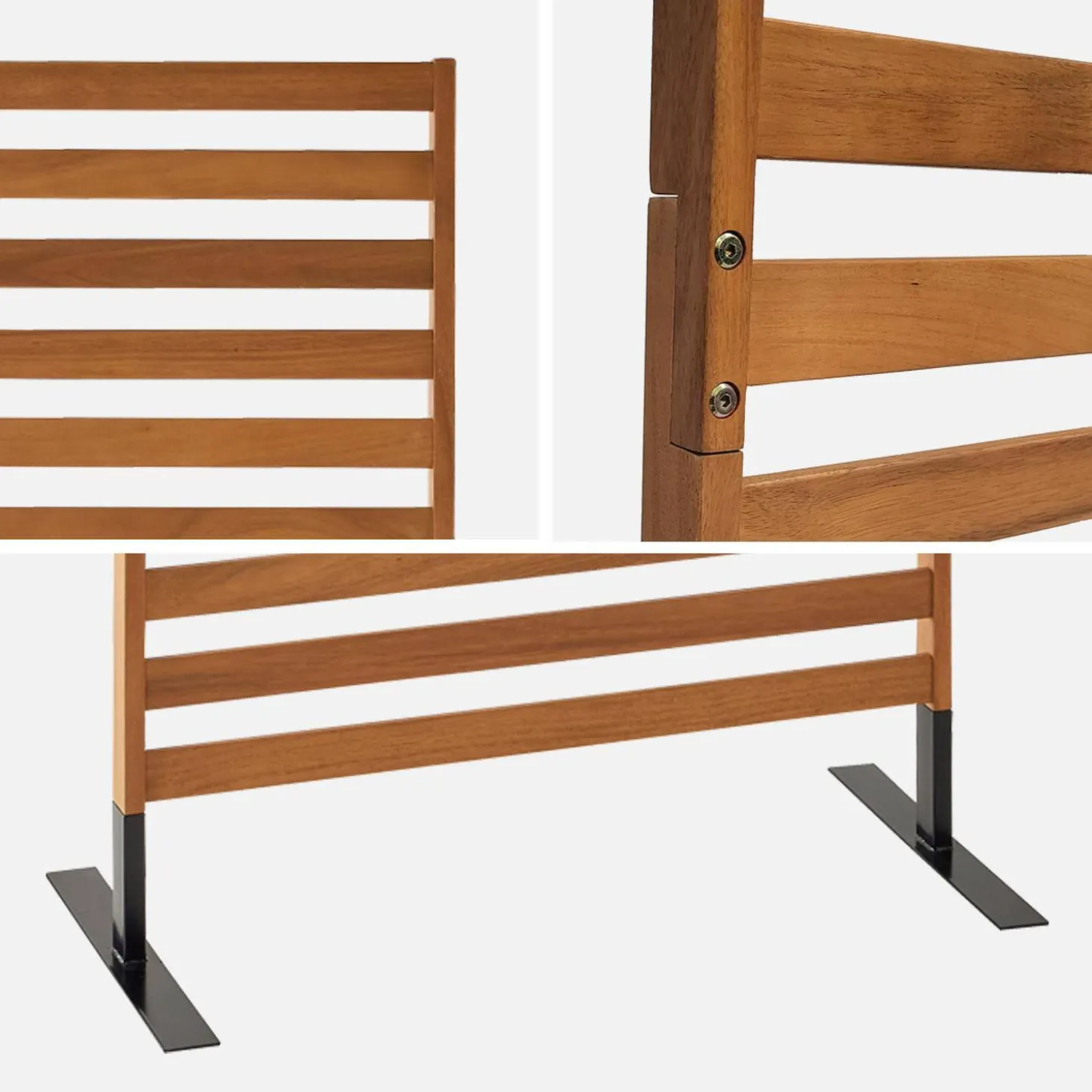 Paravento pieghevole in legno, 80x170x40cm
