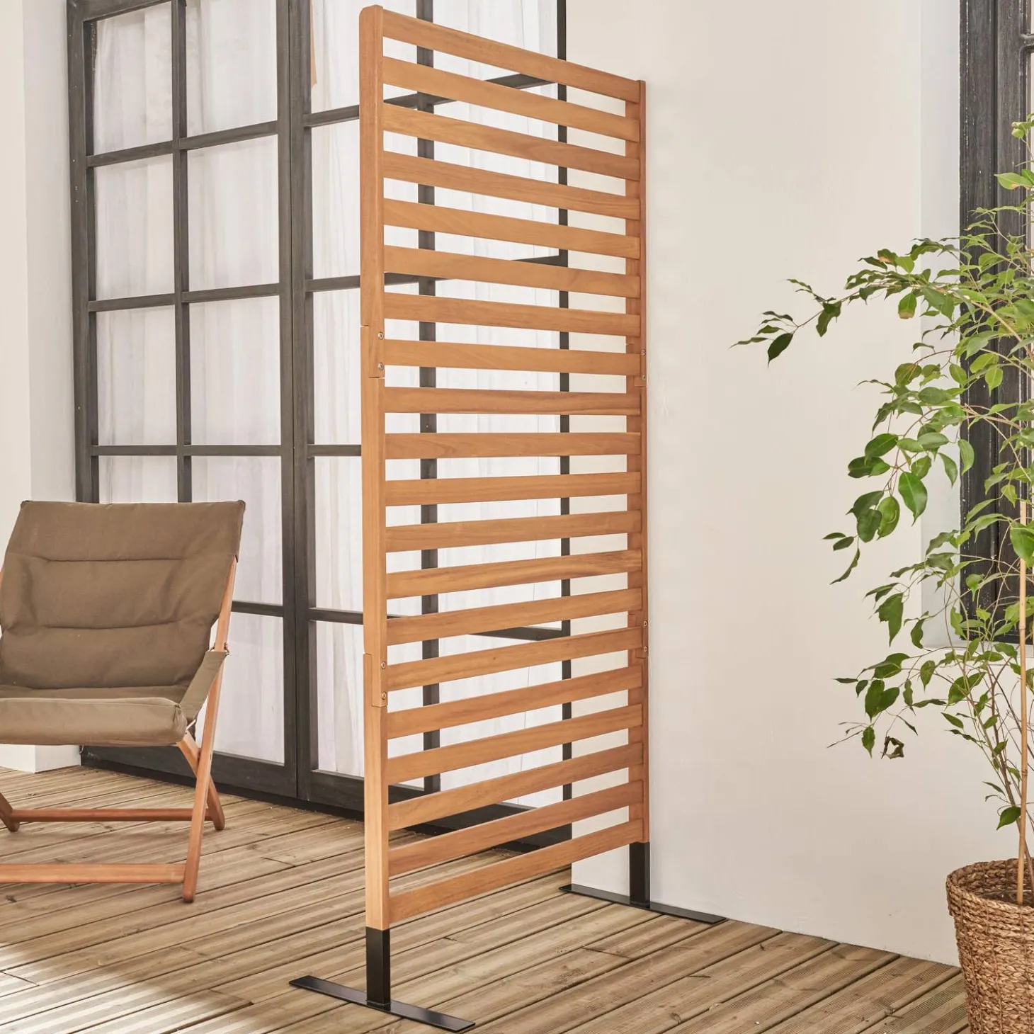 Paravento pieghevole in legno, 80x170x40cm