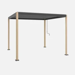 Pergola bioclimatica 3x3 con piedini arrotondati in alluminio e acciaio e lamelle orientabili