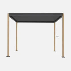 Pergola bioclimatica 3x3 con piedini arrotondati in alluminio e acciaio e lamelle orientabili