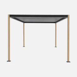 Pergola bioclimatica 3x3m con piedini arrotondati in alluminio e acciaio e lamelle orientabili