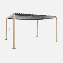 Pergola bioclimatica 3x3m con piedini arrotondati in alluminio e acciaio e lamelle orientabili