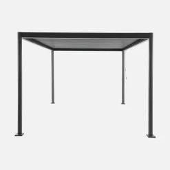 Pergola bioclimatica 3x3m con piedini arrotondati in alluminio e acciaio e lamelle orientabili