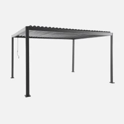 Pergola bioclimatica 3x3m con piedini arrotondati in alluminio e acciaio e lamelle orientabili