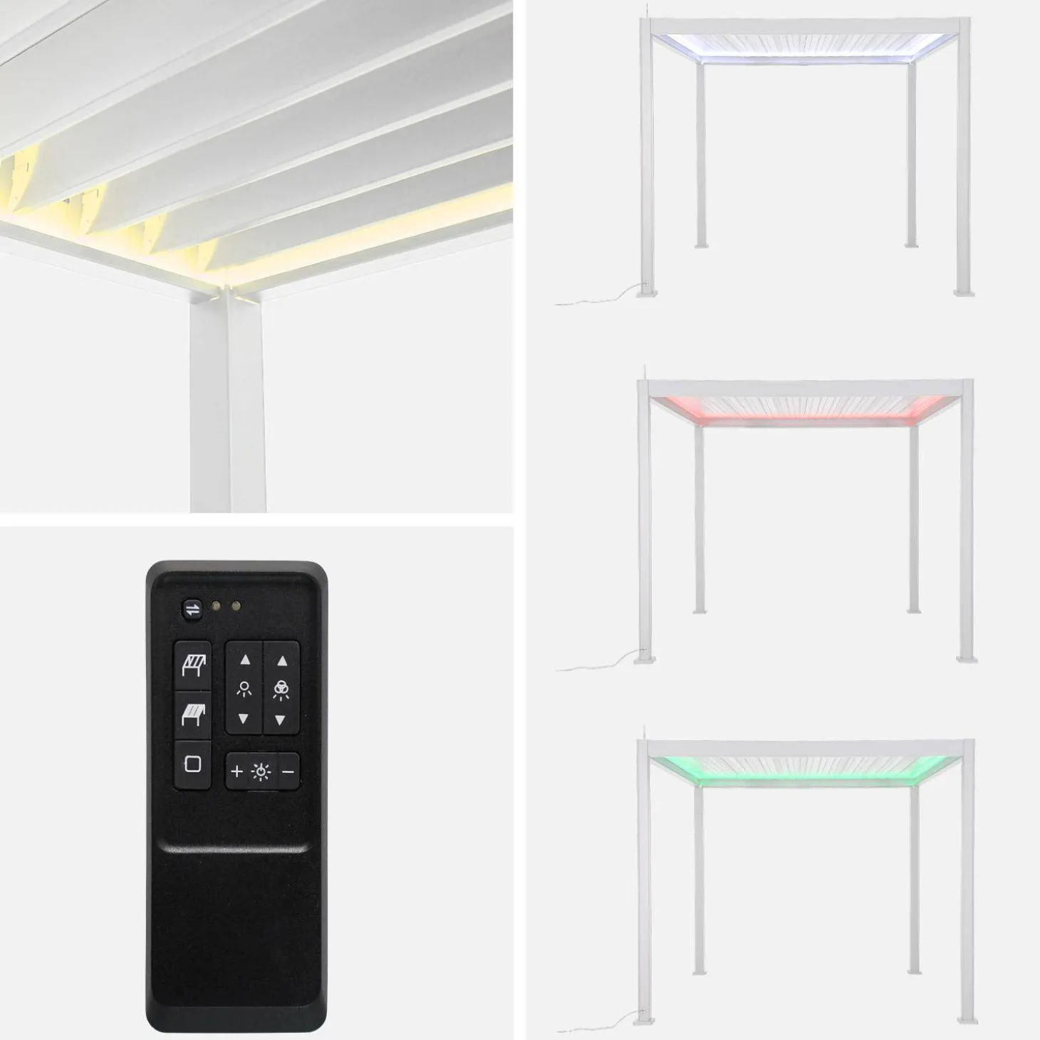 Pergola bioclimatica 3x3m elettrica in alluminio con illuminazione LED