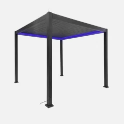 Pergola bioclimatica 3x3m elettrica in alluminio con illuminazione LED