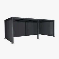 Pergola bioclimatica 3x6m in alluminio e acciaio + 4 tende 3m