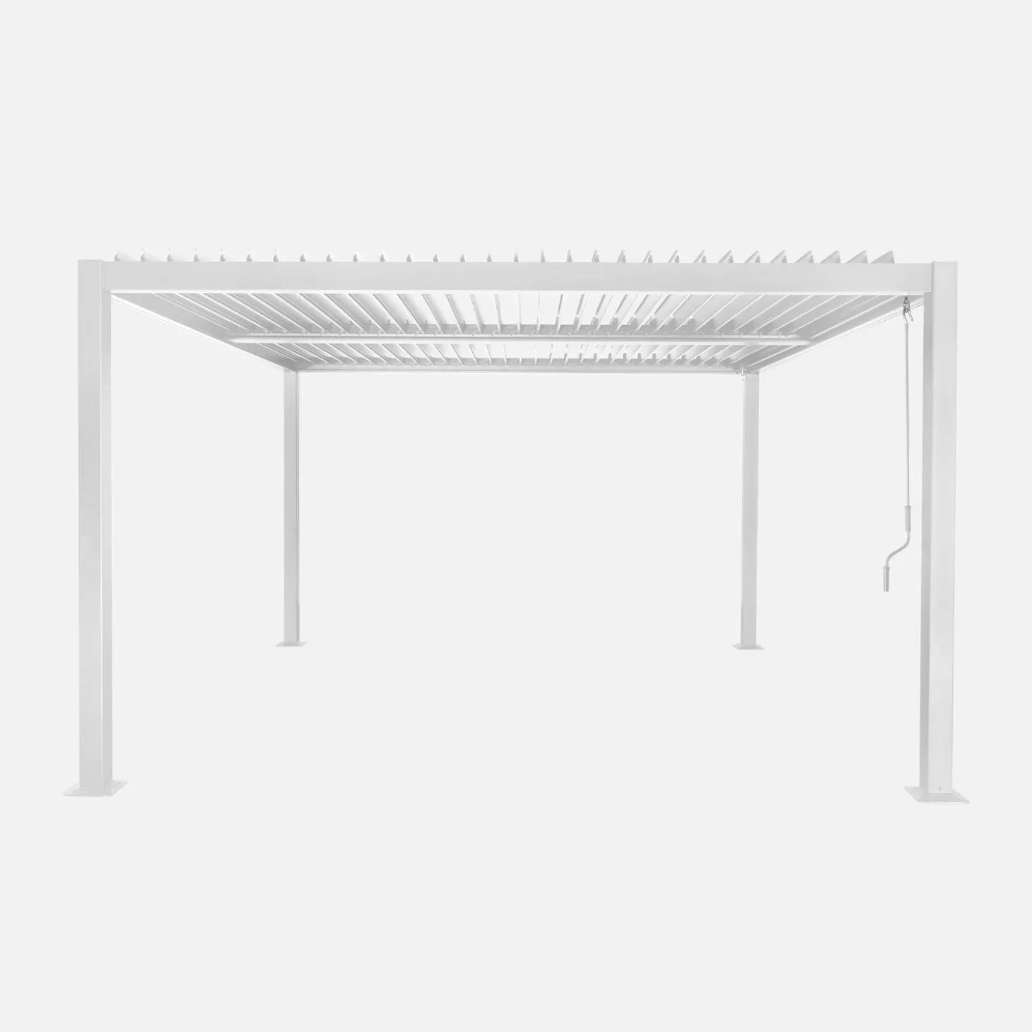 Pergola bioclimatica 3.6x3.6m in alluminio e acciaio con lamelle orientabili