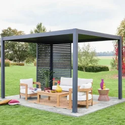 Pergola bioclimatica 3x4m in alluminio  + 1 persiana 1m + 1 persiana 1.3m