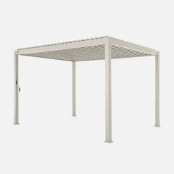 Pergola bioclimatica 3x4m in alluminio + 2 tende da 3m + 1 tenda da 4m