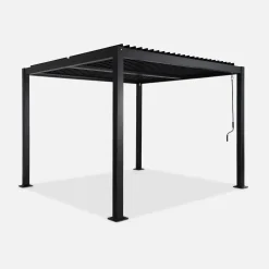 Pergola bioclimatica 3x3m in alluminio e acciaio, lamelle orientabili