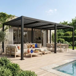 Pergola bioclimatica 3x6m in alluminio e acciaio, lamelle orientabili
