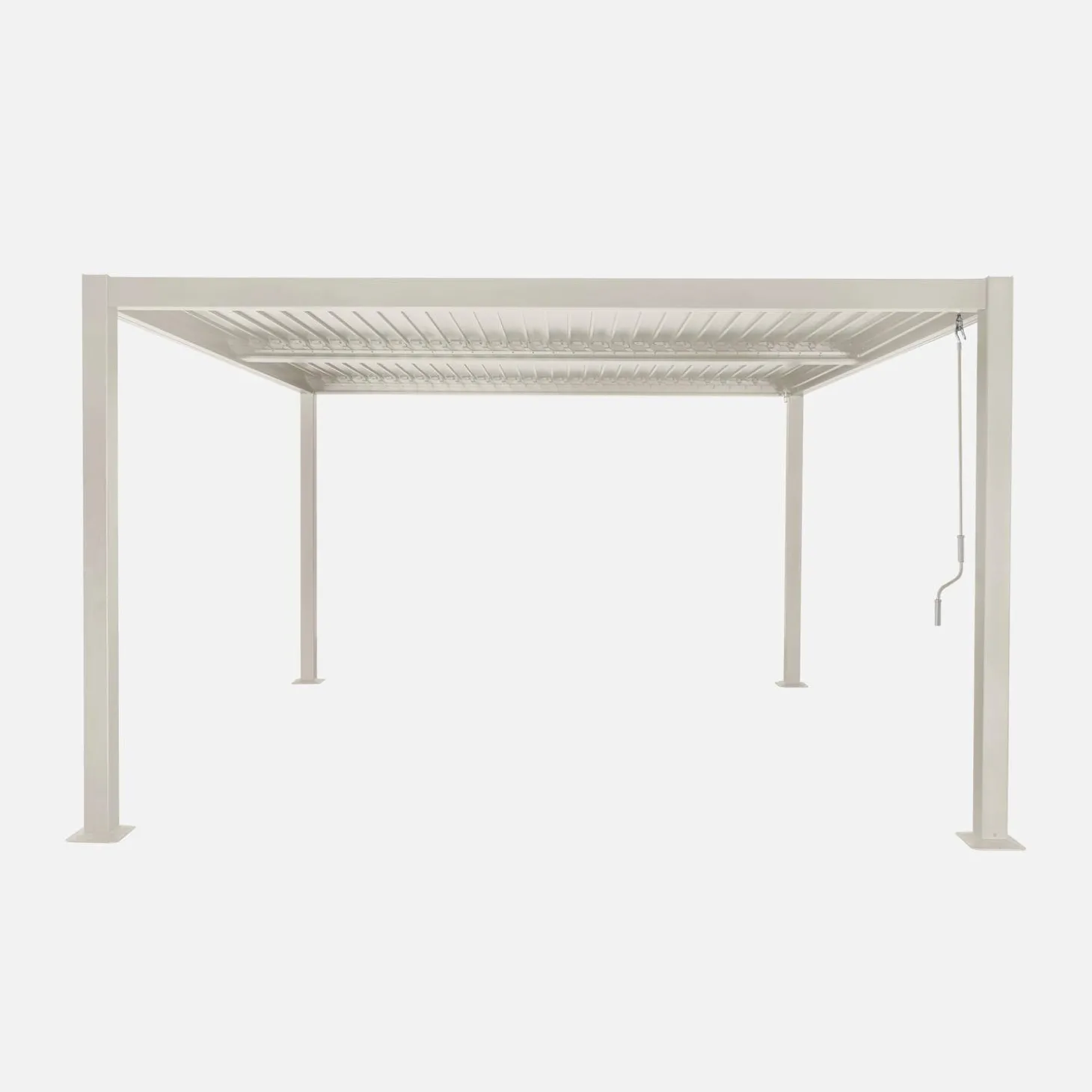 Pergola bioclimatica 3.6x3.6m in alluminio e acciaio con lamelle orientabili