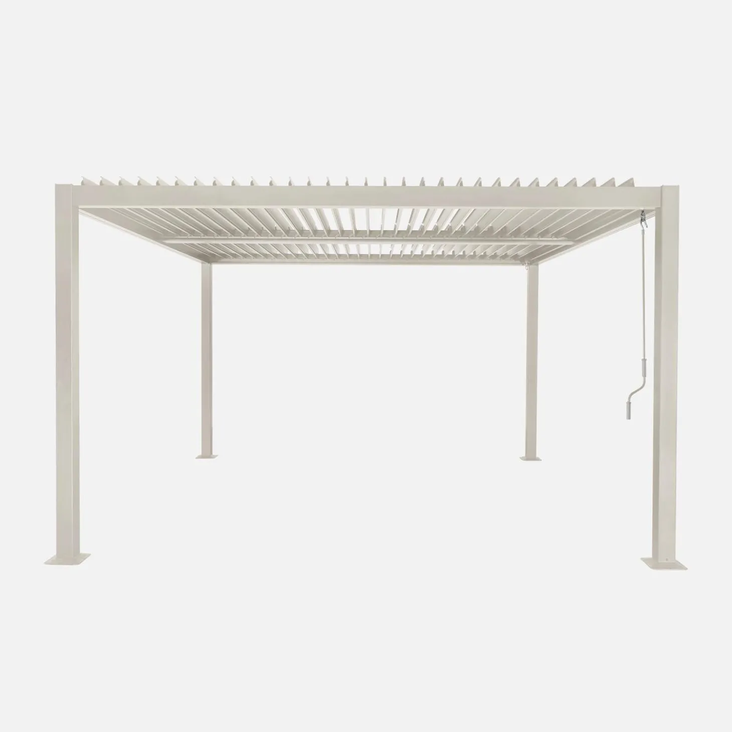 Pergola bioclimatica 3.6x3.6m in alluminio e acciaio con lamelle orientabili