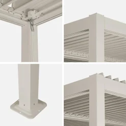 Pergola bioclimatica 3.6x3.6m in alluminio e acciaio con lamelle orientabili