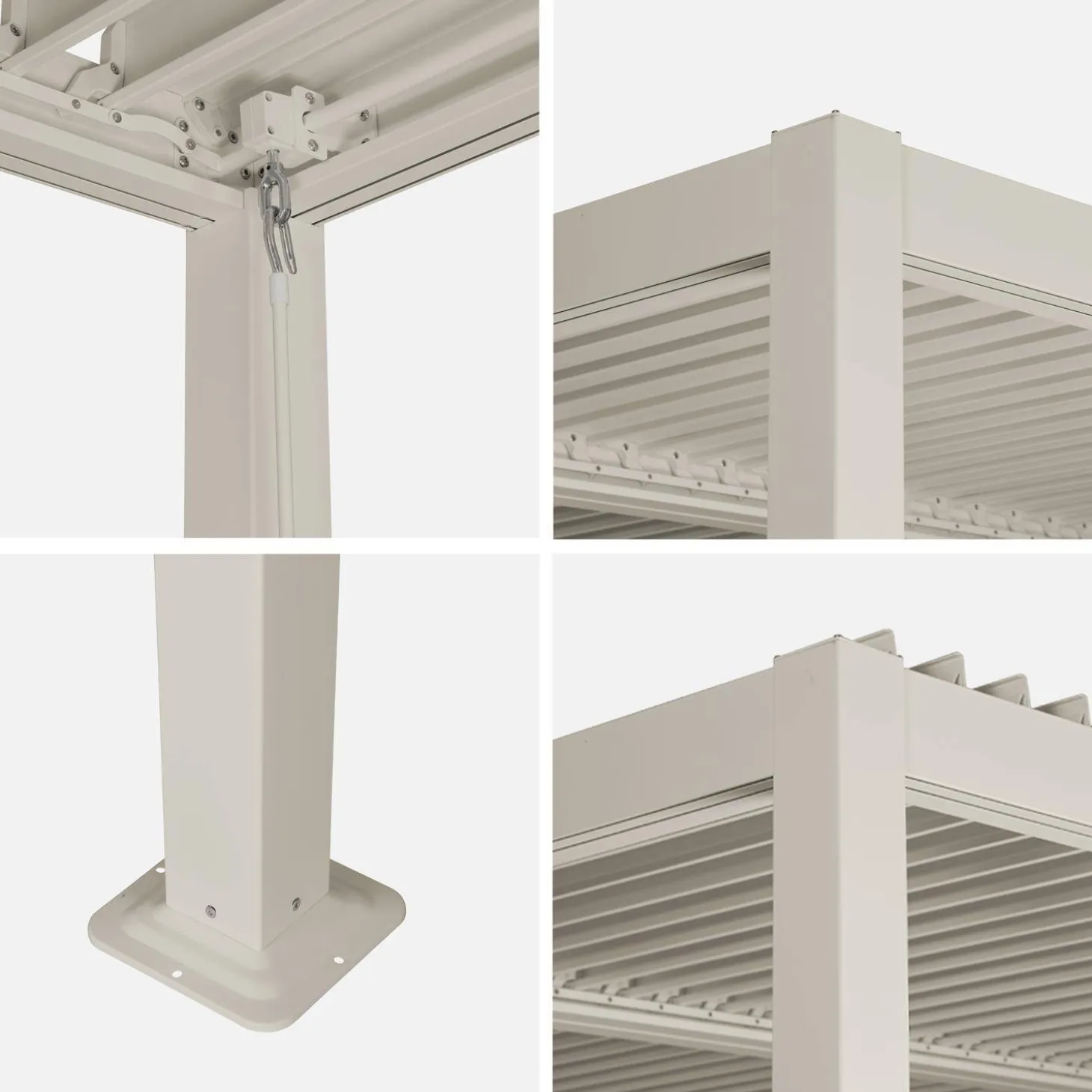 Pergola bioclimatica 3.6x3.6m in alluminio e acciaio con lamelle orientabili