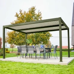 Pergola bioclimatica 3x4m in alluminio e acciaio, lamelle orientabili