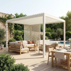 Pergola bioclimatica 3x4m in alluminio  + 1 persiana 1m + 1 persiana 1.3m