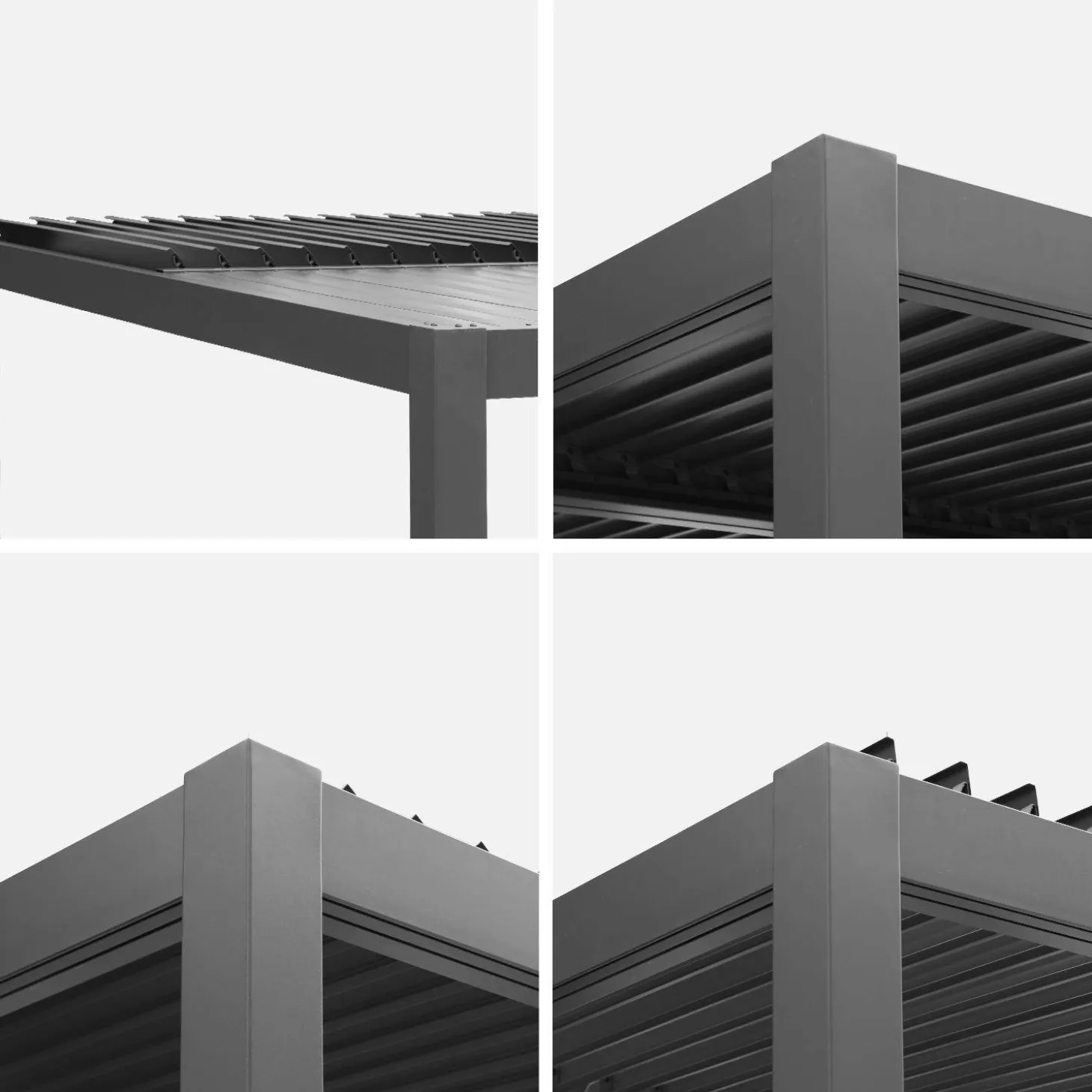 Pergola bioclimatica 3x4m in alluminio e acciaio + 3 persiane 1.3m con lamelle orientabili