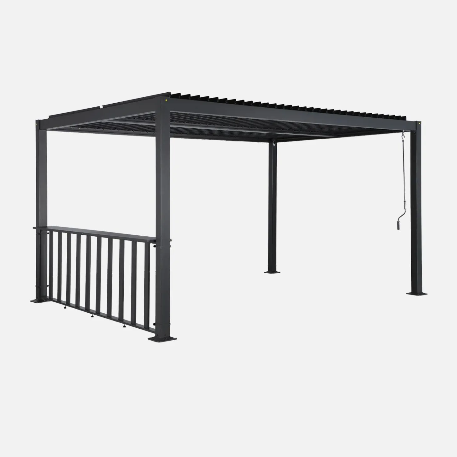 Pergola bioclimatica 3x4m in alluminio e acciaio + bar 3m