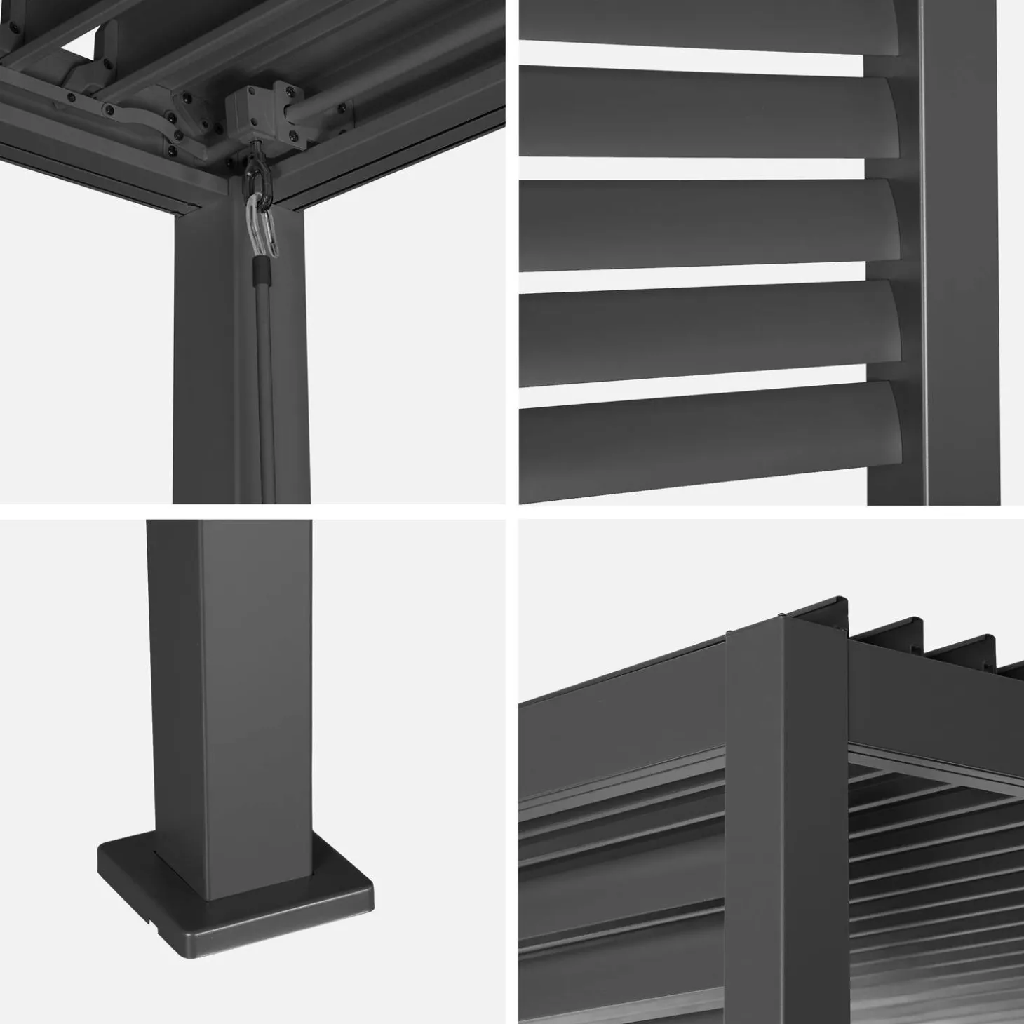 Pergola bioclimatica 3,5x3,5m in alluminio con lamelle orientabili + persiana