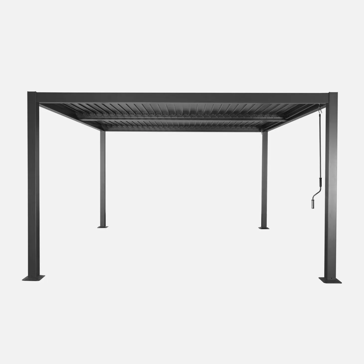 Pergola bioclimatica 3.6x3.6m in alluminio e acciaio con lamelle orientabili