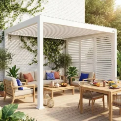 Pergola bioclimatica 3x4m in alluminio + 3 persiane 1m lamelle orientabili