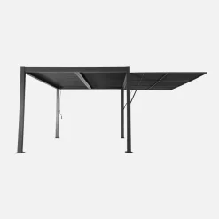 Pergola bioclimatica 3x4m in alluminio e acciaio + tenda 4m