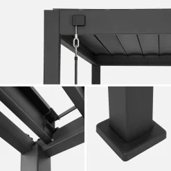 Pergola bioclimatica 3x4m in alluminio + 3 persiane 1.3m a lamelle orientabili