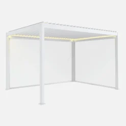 Pergola bioclimatica 3x4m in alluminio LED + tenda 3m + tenda 4m